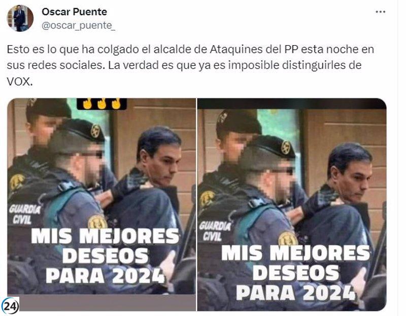 Alcalde del PP en Ataquines (Valladolid) genera controversia al simular una detención de Sánchez, según PSOE.