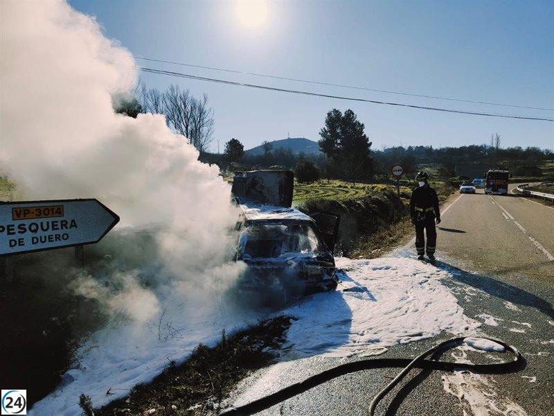 Tragedia en Piñel (Valladolid): un muerto y un herido en accidente e incendio de coche