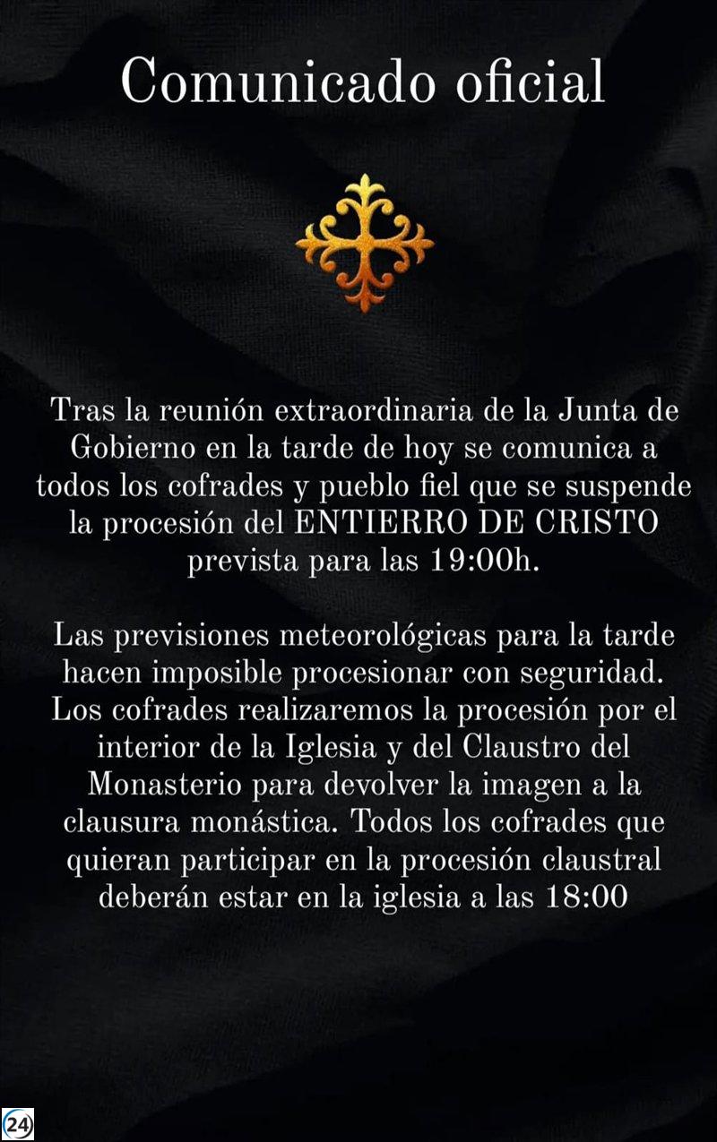 Cancelada la procesión del Santo Entierro, Valladolid sin procesiones el Sábado Santo.