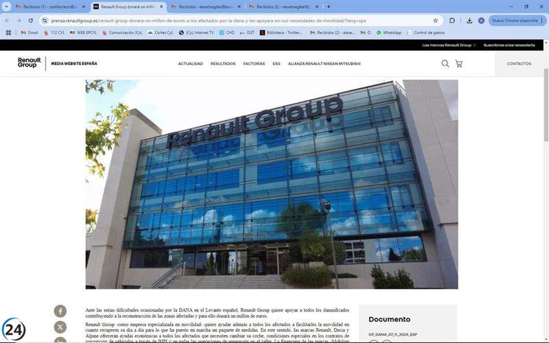 Renault Group destina un millón de euros para apoyar a las víctimas de la DANA.
