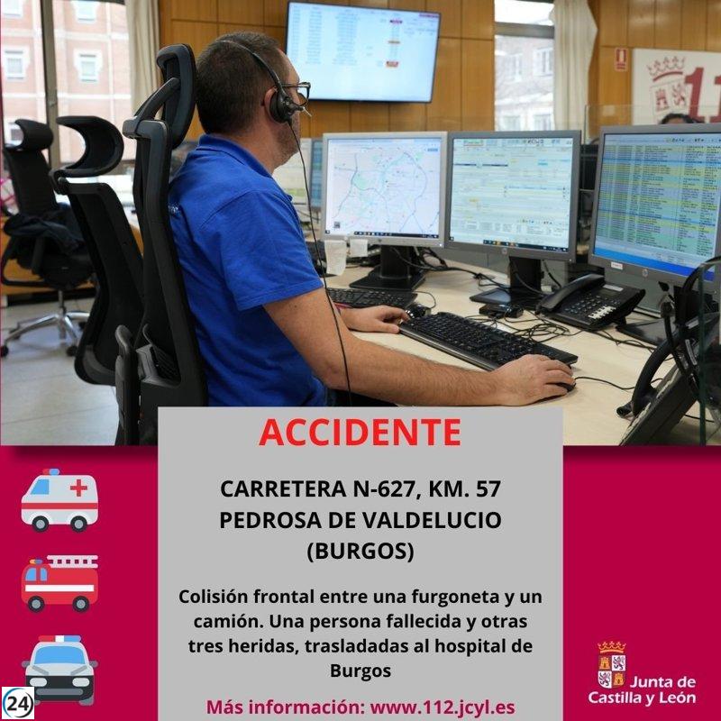 Accidente en la N-627 en Pedrosa de Valdelucio deja una víctima mortal y tres heridos.