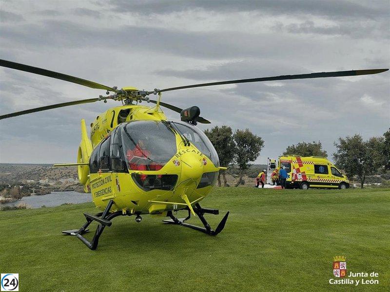 Motociclista evacuado tras accidente en Los Ángeles de San Rafael, Segovia.