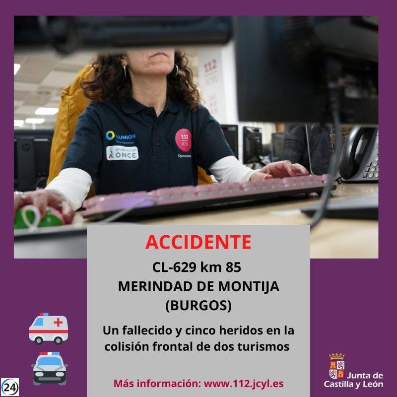 Tragedia en Burgos: un muerto y cinco heridos tras choque en la CL-629.