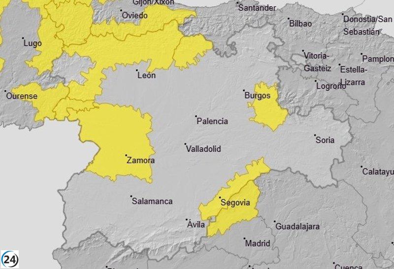 Alertas por nieve en Burgos, León, Palencia, Segovia y Zamora este sábado.