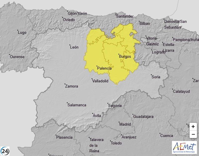 Burgos y Palencia en alerta por intensas lluvias y tormentas, según Aemet.
