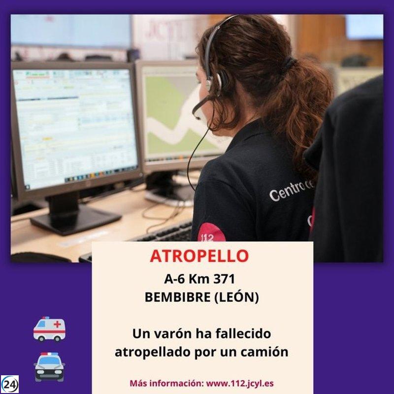 Hombre muere arrollado por un camión en la A-6, Bembibre.