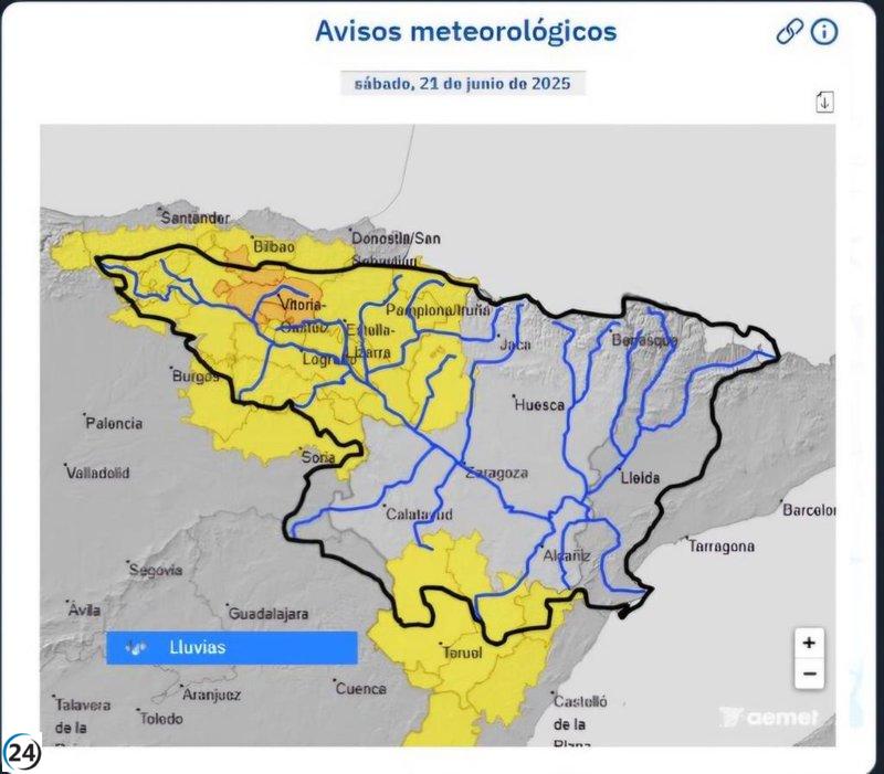 CHE alerta sobre riesgo de inundaciones repentinas en ríos pequeños y barrancos de Burgos y Soria.