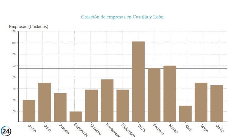 Crecimiento empresarial en Castilla y León apenas alcanza el 1,5% en junio, situándose entre los más bajos del país.