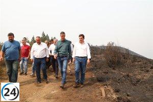 Sánchez y Mañueco recorren las áreas devastadas por el incendio en Orallo, Villablino.