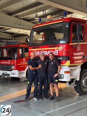 Bomberos de Aranda se unen de manera voluntaria a las labores de extinción en Bembibre, León.
