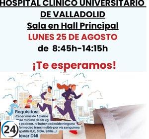El Clínico Universitario de Valladolid organiza una campaña de donación de sangre con el Centro de Hemoterapia este lunes.