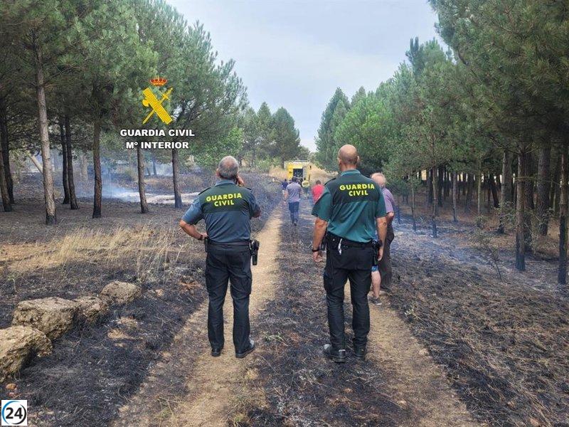 Individuo bajo investigación por provocar incendio forestal en San Justo de la Vega debido a colillas mal extinguidas.
