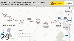 Intervenciones viales en la N-610: restricciones de tráfico entre Palencia y Villarramiel a partir de este miércoles.