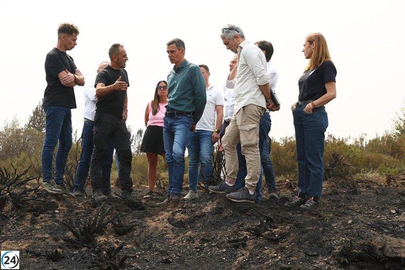 Pedro Sánchez llega este viernes a la base de la BRIF en Tabuyo del Monte, León.