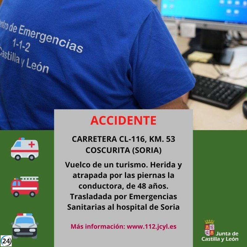 Accidente en Coscurita: Un herido tras vuelco de vehículo en la CL-116.