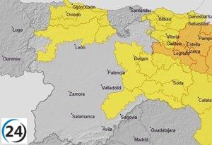 Aemet emite alerta amarilla por lluvias y tormentas en cinco provincias de Castilla y León.