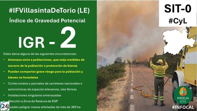 Incendio de gravedad en Villasinta de Torío activa 25 unidades aéreas y terrestres.