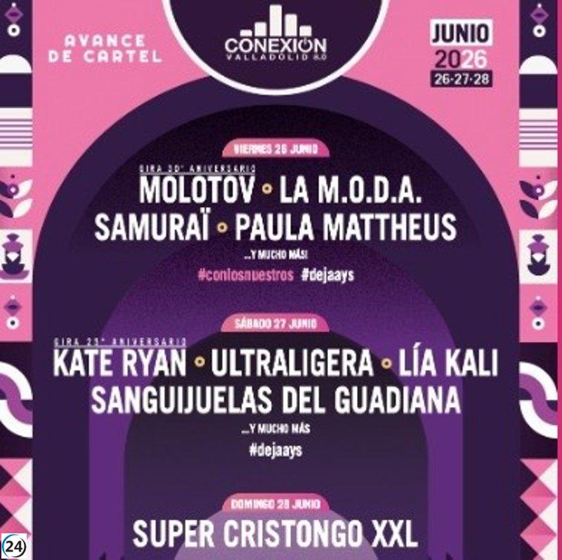 Conexión Valladolid se llena de talento: Samuraï, Kate Ryan y La M.O.D.A. se suman al cartel del festival del 26 al 28 de junio.