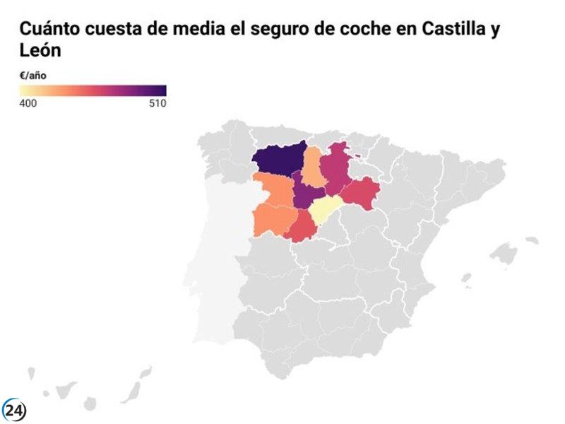 El seguro de automóviles en Castilla y León tiene un costo medio de 451,7 euros, con variaciones superiores a 100 euros entre sus provincias.