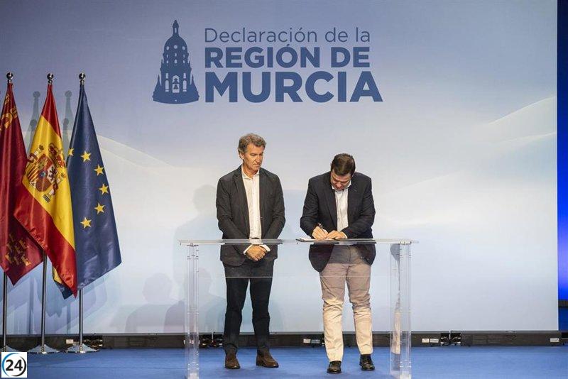 Mañueco resalta el compromiso de la 'Declaración de la Región de Murcia' con una gestión eficaz frente al desorden del gobierno de Sánchez.