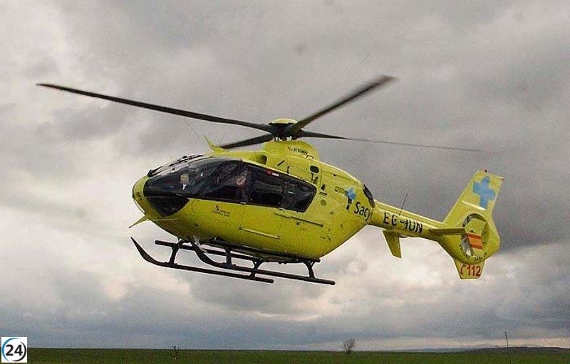 Ciclista accidentado en Ledigos es trasladado en helicóptero al hospital.