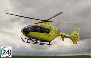 Ciclista accidentado en Ledigos es trasladado en helicóptero al hospital.