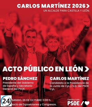 Pedro Sánchez se unirá a Carlos Martínez en un evento público en León este domingo.