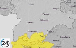 Ávila y Salamanca en alerta por lluvias este miércoles.