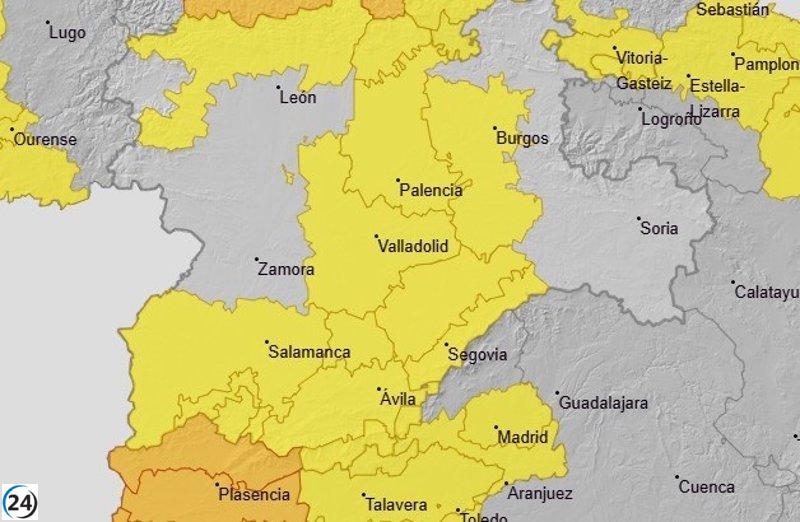 Aemet emite alerta amarilla en siete provincias de Castilla y León por fuertes lluvias, tormentas y vientos de hasta 90 km/h.
