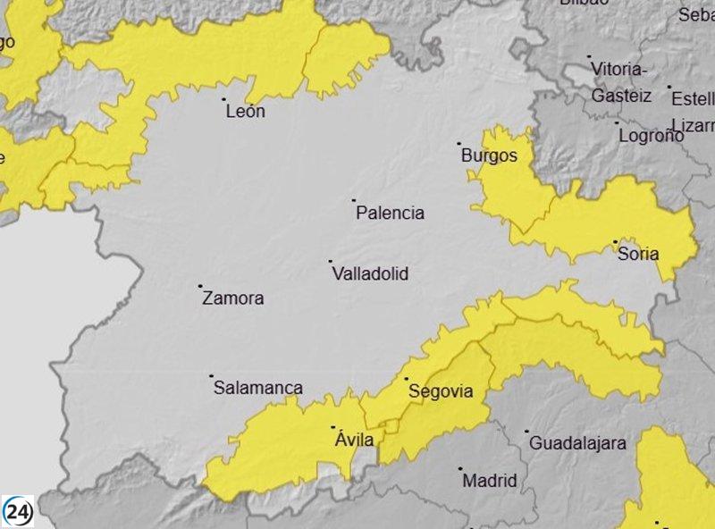 Seis provincias de Castilla y León en alerta por nevadas de hasta 5 centímetros este martes, excepto Salamanca y Valladolid.