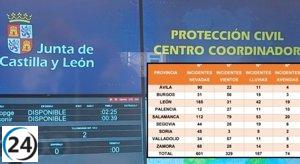 El temporal provoca 70 nuevos incidentes en CyL este sábado.