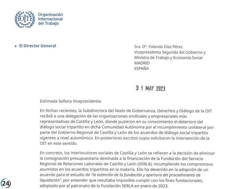 CCOO y UGT piden a Mañueco que restablezca el Diálogo Social en respuesta a las advertencias de la OIT.