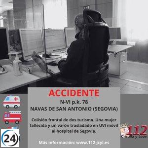 Trágico accidente en la N-VI en Navas de San Antonio deja una víctima y un herido