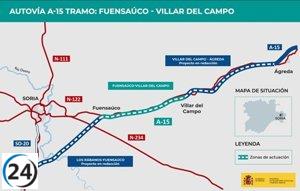El Ministerio de Transportes licita la construcción del tramo Fuensaúco-Villar del Campo de la Autovía A-15 en Soria por 116,5 millones.