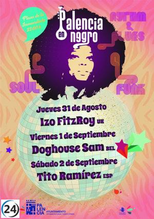 Exitosas actuaciones de Tito Ramírez, Izo FistRoy y Dighouse Sam & His Magnatones en el festival 'Palencia en negro'.