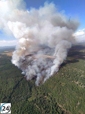 Dos brigadistas heridos en nivel 2 de incendio en La Ercina (León)