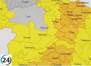 La Aemet emite avisos de nivel naranja en Burgos y Soria y alerta amarilla en el resto de provincias, excepto Palencia.