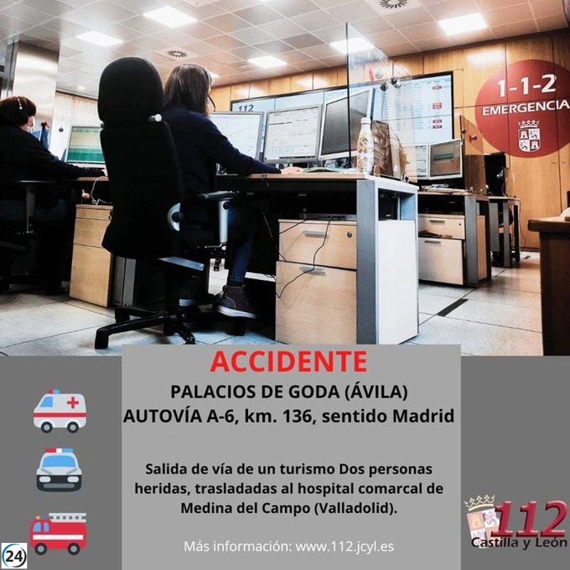 Accidente en la A-6 en Palacios de Goda deja dos personas heridas