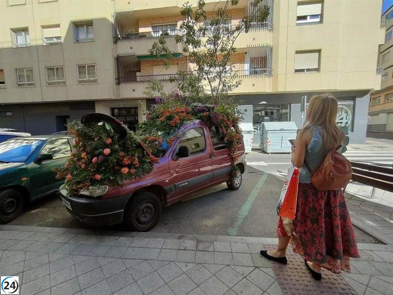El Barrio del Oeste de Salamanca se viste de naturaleza con un vehículo convertido en un jardín ambulante