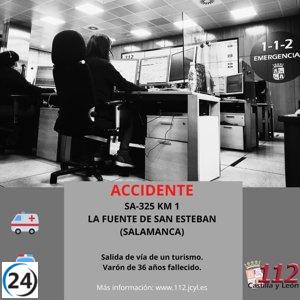 Trágico accidente en la SA-325 de La Fuente de San Esteban termina en una víctima mortal