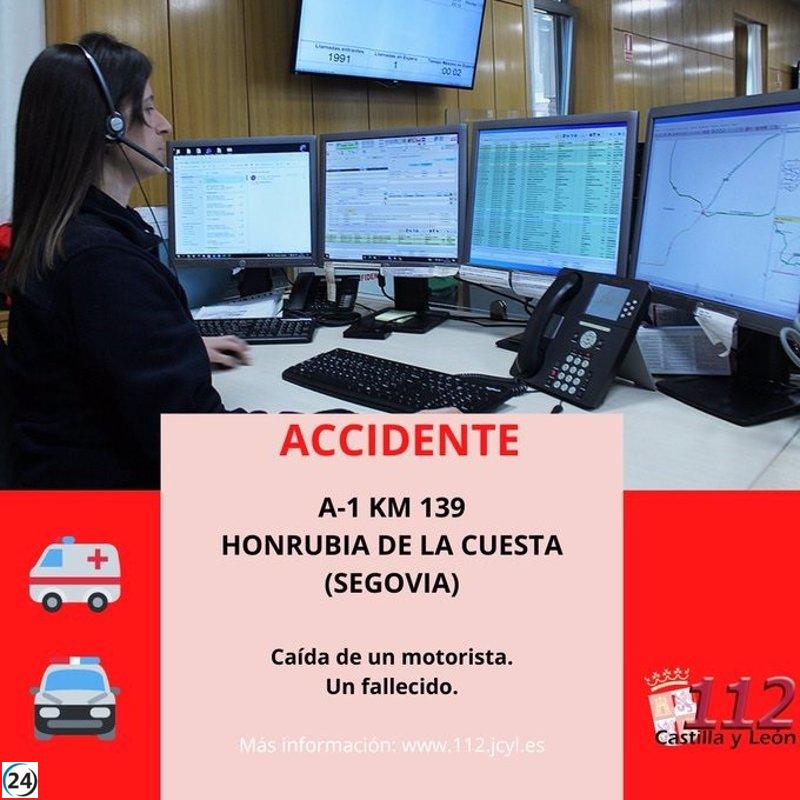 Trágico accidente de moto en Honrubia de la Cuesta acaba con la vida de un conductor